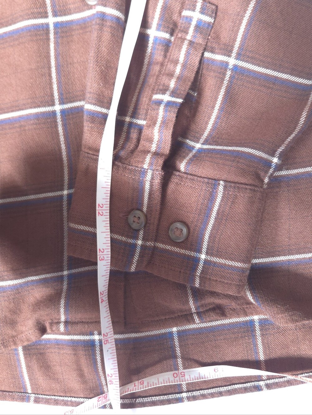 Uniqlo Brown Plaid Open Collar Flannel Shirt Size Large L Windowpane Grid - Picture 10 of 11